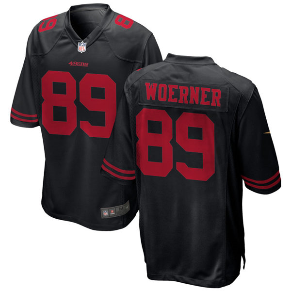 Mens San Francisco 49ers #89 Charlie Woerner Nike Black Alternate Vapor Limited Player Jersey