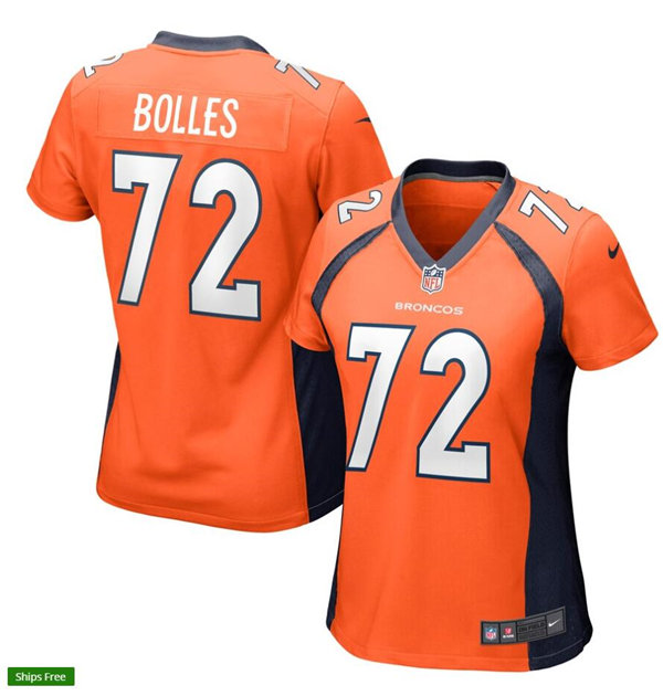 Womens Denver Broncos #72 Garett Bolles Nike Orange Limited Player Jersey