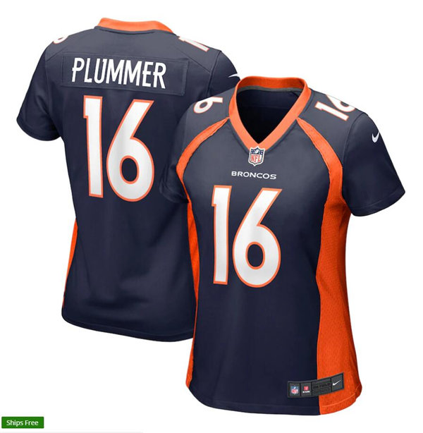 Womens Denver Broncos Retired Player #16 Jake Plummer Nike Navy Limited Player Jersey