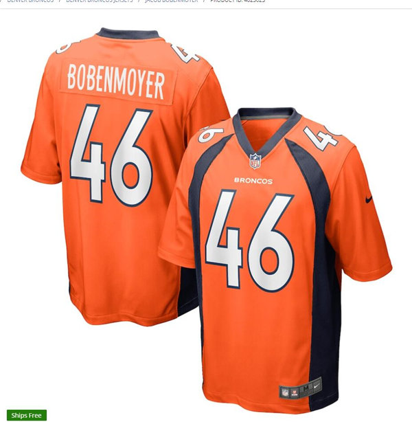 Mens Denver Broncos #46 Jacob Bobenmoyer Nike Navy Vapor Untouchable Limited Jersey