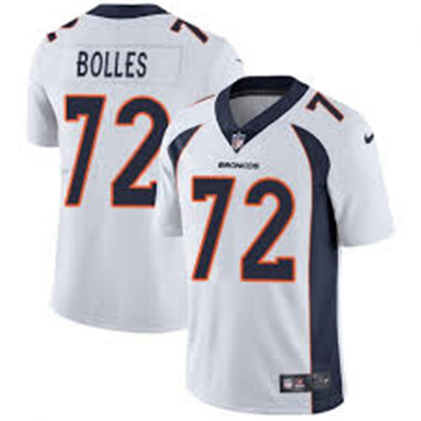 Mens Denver Broncos #72 Garett Bolles Nike White Vapor Untouchable Limited Jersey