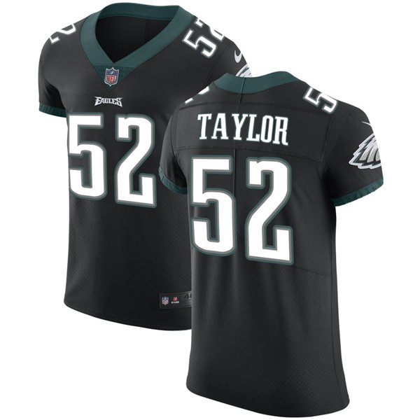 Mens Philadelphia Eagles #52 Davion Taylor Nike Black Vapor Limited Jersey