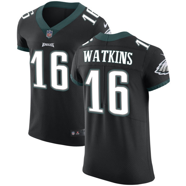 Mens Philadelphia Eagles #16 Quez Watkins Nike Black Vapor Limited Jersey