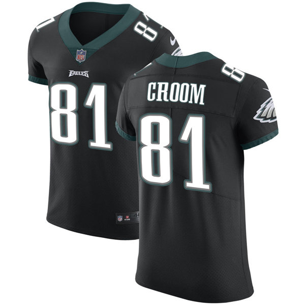 Mens Philadelphia Eagles #81 Jason Croom Nike Black Vapor Limited Jersey