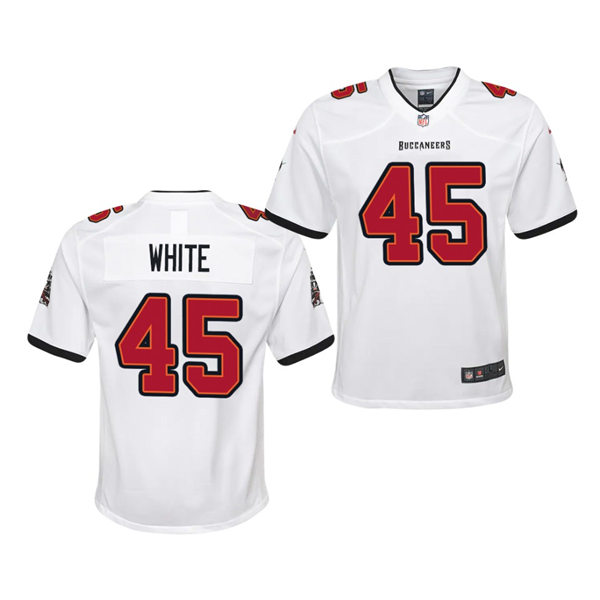Youth Tampa Bay Buccaneers #45 Devin White Nike Road White Limited Jersey