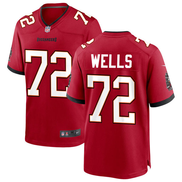 Mens Tampa Bay Buccaneers #72 Josh Wells Nike Home Red Vapor Limited Jersey