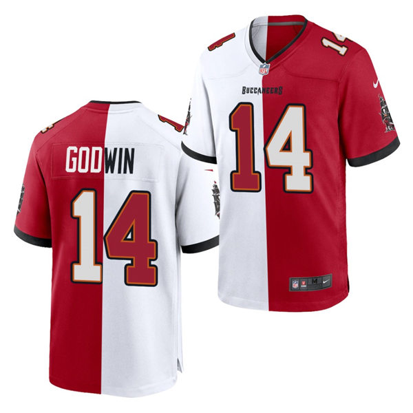 Mens Tampa Bay Buccaneers #14 Chris Godwin Nike White Red Split Two Tone Jersey