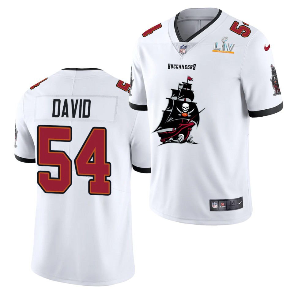 Mens Tampa Bay Buccaneers Retired Player #54 Lavonte David Nike White 2021 Super Bowl LV Champions Alternate Logos Vapor Limited Jersey