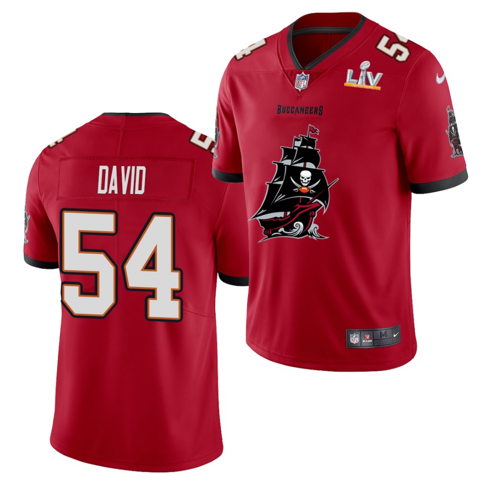 Mens Tampa Bay Buccaneers Retired Player #54 Lavonte David Nike Red 2021 Super Bowl LV Champions Alternate Logos Vapor Limited Jersey