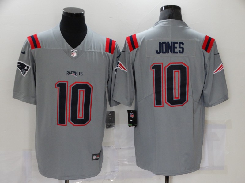 Men's New England Patriots #10 Mac Jones Grey 2021 Inverted Legend Stitched NFL Nike Limited Jersey