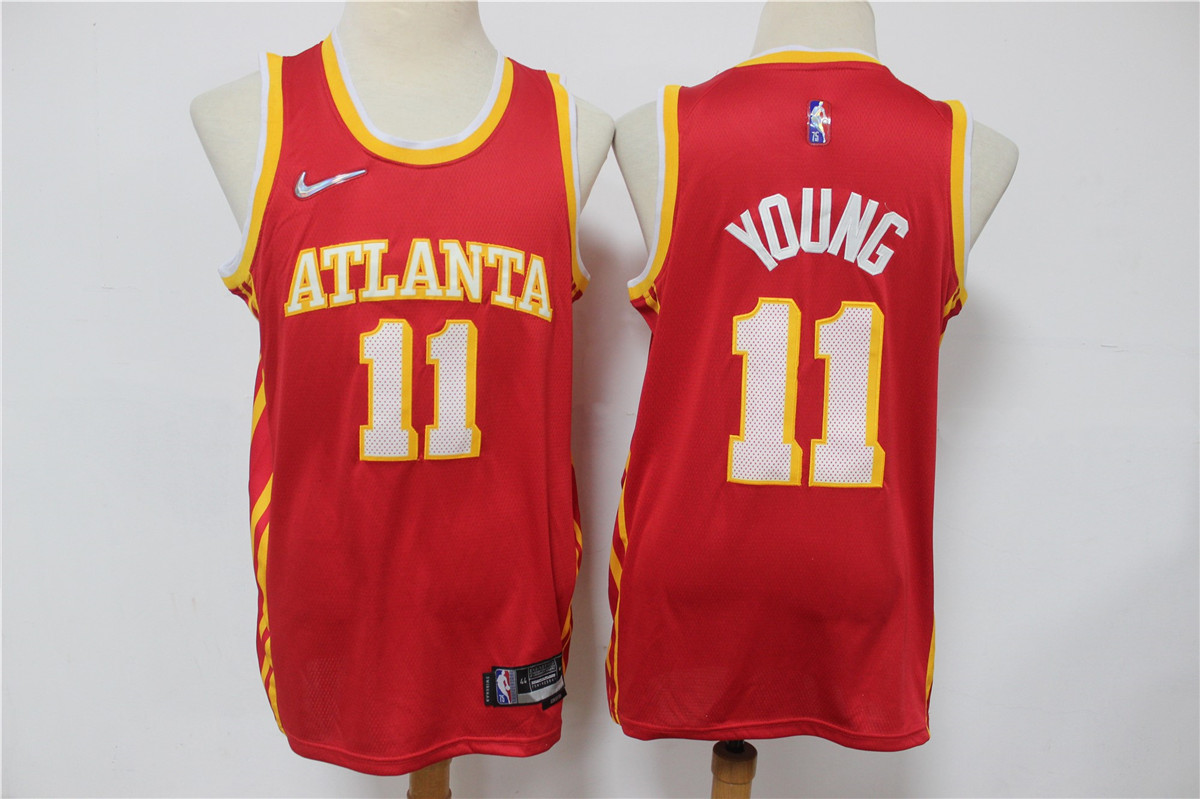 Men's Atlanta Hawks #11 Trae Young Red Nike 75th Anniversary Diamond 2021 Stitched Jersey