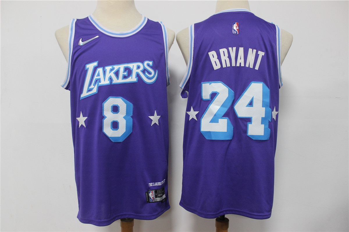 Men's Los Angeles Lakers #8 #24 Kobe Bryant Purple Nike Diamond 2022 City Edition Swingman Stitched Jersey