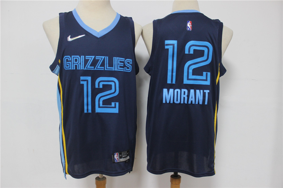 Men's Memphis Grizzlies #12 Ja Morant Black Nike 75th Anniversary Diamond 2021 Stitched Jersey