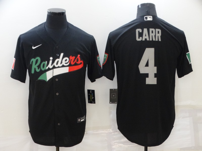 Men's Las Vegas Raiders #4 Derek Carr Black Mexico Stitched MLB Cool Base Nike Baseball Jersey