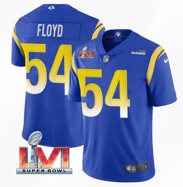 Men's Los Angeles Rams #54 Leonard Floyd 2022 Royal Super Bowl LVI Vapor Limited Stitched Jersey