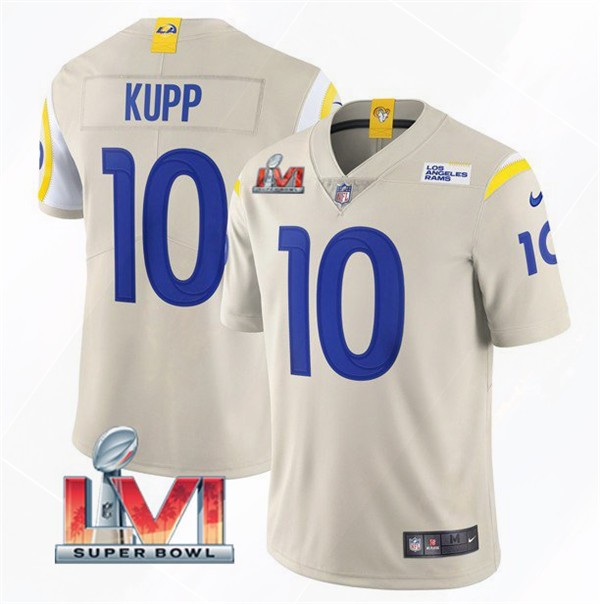 Men's Los Angeles Rams #10 Cooper Kupp 2022 Bone Super Bowl LVI Vapor Limited Stitched Jersey