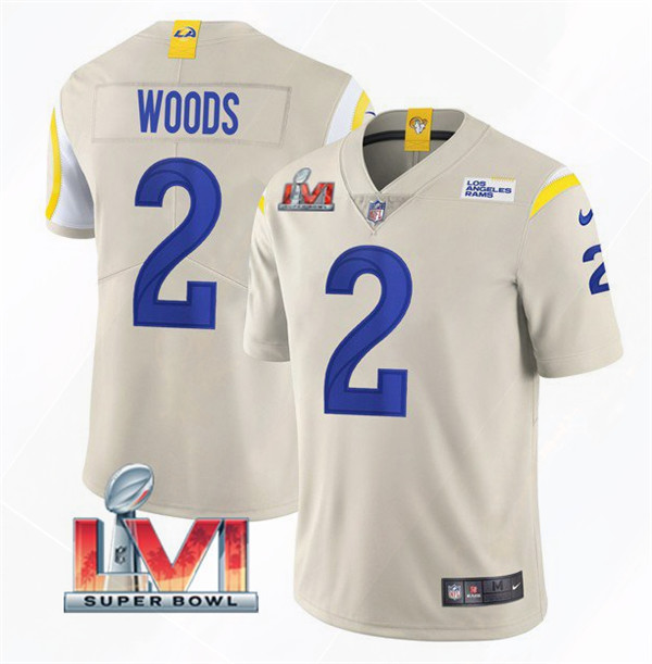 Men's Los Angeles Rams #2 Robert Woods 2022 Bone Super Bowl LVI Vapor Limited Stitched Jersey
