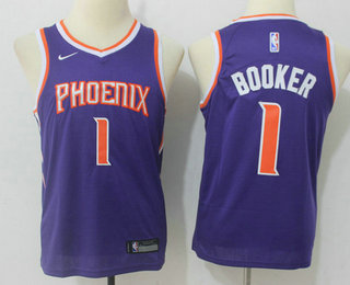 Youth Phoenix Suns #1 Devin Booker Purple Nike Swingman Stitched NBA Jersey