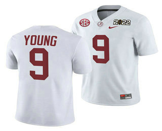 Men's Alabama Crimson Tide #9 Bryce Young 2022 Patch White College Football Stitched Jersey