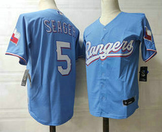 Men's Texas Rangers #5 Corey Seager Light Blue Stitched MLB Cool Base Nike Jersey