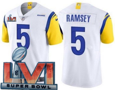 Women's Los Angeles Rams #5 Jalen Ramsey Limited White Alternate 2022 Super Bowl LVI Bound Vapor Jersey