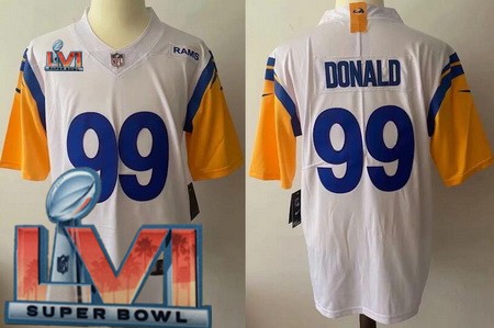 Youth Los Angeles Rams #99 Aaron Donald Limited White Alternate 2022 Super Bowl LVI Bound Vapor Jersey