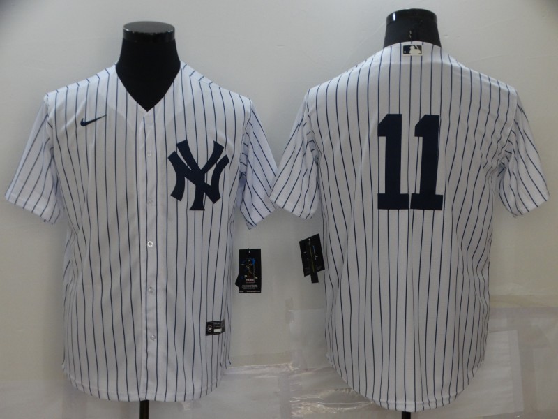 Men's New York Yankees #11 Brett Gardner White No Name Stitched MLB Nike Cool Base Jersey