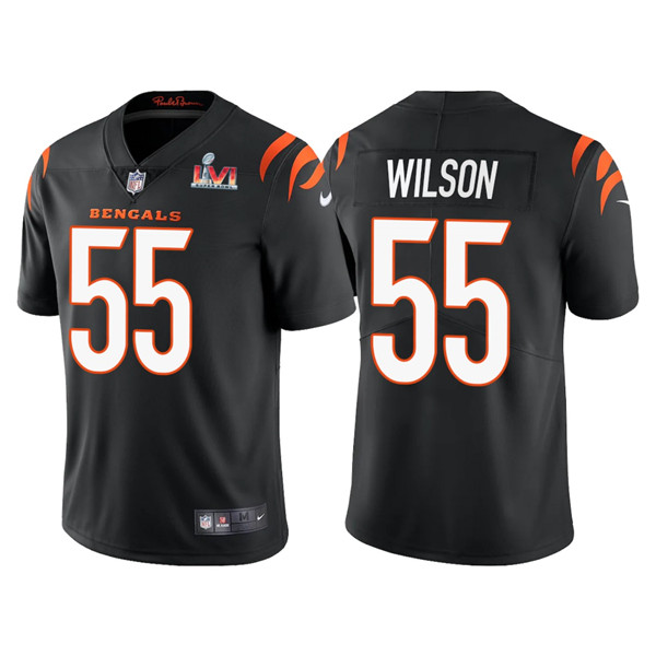 Men's Cincinnati Bengals #55 Logan Wilson 2022 Black Super Bowl LVI Vapor Limited Stitched Jersey