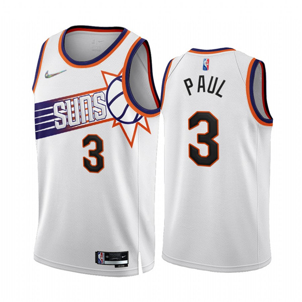 Men's Phoenix Suns #3 Chris Paul 2022-23 White 75th Anniversary Association Edition Stitched Jersey