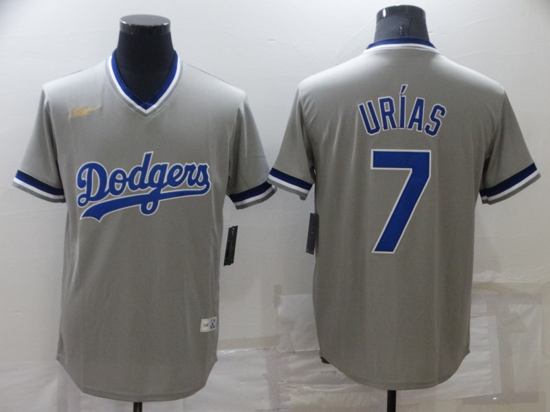 Men's Los Angeles Dodgers #7 Julio Urias Grey Stitched Baseball Jersey