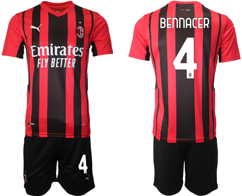 Men 2021-2022 Club AC Milan home red 4 Soccer Jersey