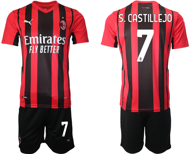 Men 2021-2022 Club AC Milan home red 7 Soccer Jerseys