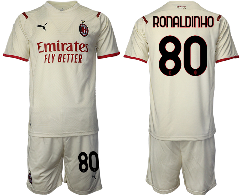 Men 2021-2022 Club AC Milan away cream 80 Soccer Jersey