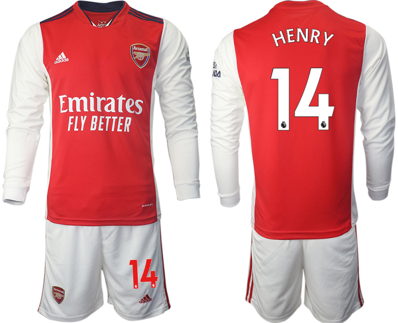 Men 2021-2022 Club Arsenal home red Long Sleeve 14 Soccer Jerseys