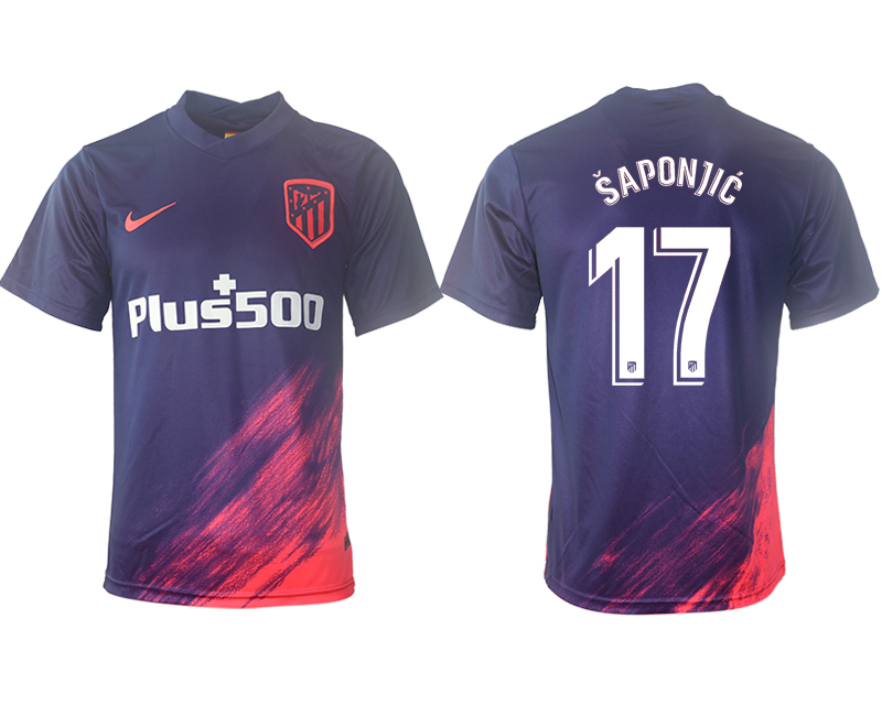 Men 2021-2022 Club Atletico Madrid away aaa version purple 17 Soccer Jersey