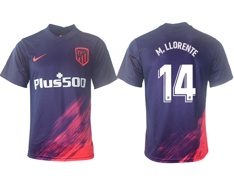Men 2021-2022 Club Atletico Madrid away aaa version purple 14 Soccer Jersey