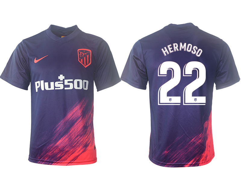 Men 2021-2022 Club Atletico Madrid away aaa version purple 22 Soccer Jersey