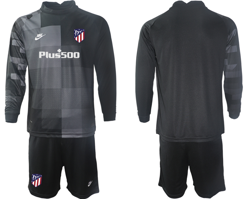Men 2021-2022 Club Atletico Madrid black goalkeeper Long Sleeve blank Soccer Jersey
