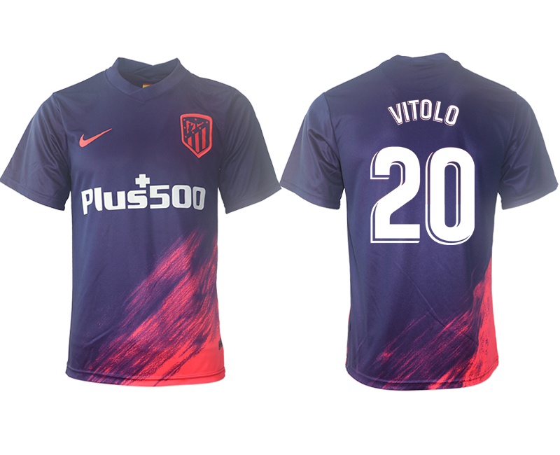 Men 2021-2022 Club Atletico Madrid away aaa version purple 20 Soccer Jersey