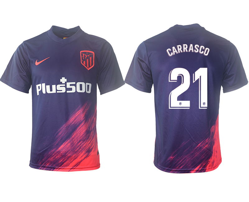 Men 2021-2022 Club Atletico Madrid away aaa version purple 21 Soccer Jersey