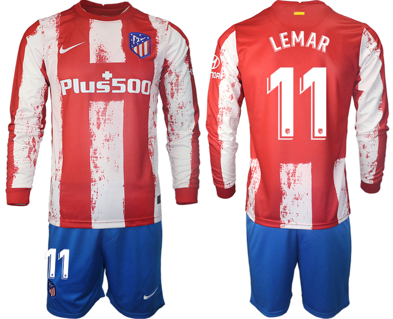 Men 2021-2022 Club Atletico Madrid home red Long Sleeve 11 Soccer Jersey