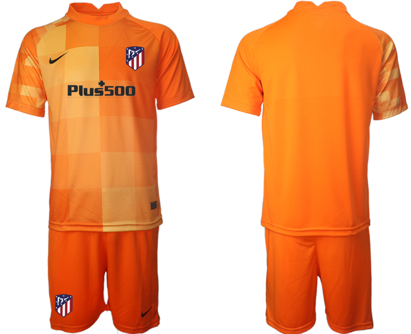 Men 2021-2022 Club Atletico Madrid orange red goalkeeper blank Soccer Jersey