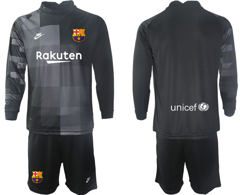 Men 2021-2022 Club Barcelona black goalkeeper Long Sleeve blank Soccer Jersey