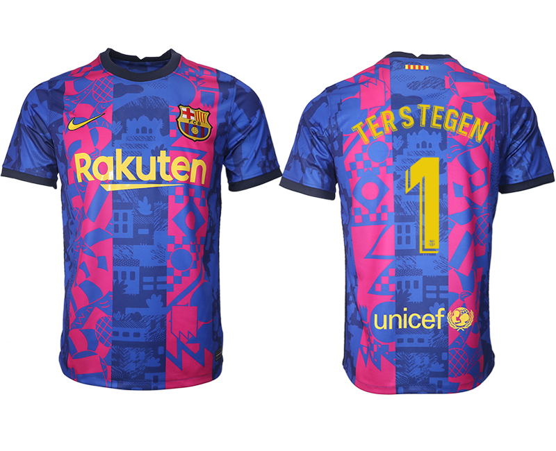 Men 2021-2022 Club Barcelona blue training suit aaa version 1 Soccer Jersey