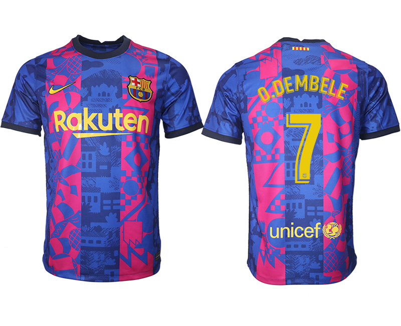 Men 2021-2022 Club Barcelona blue training suit aaa version 7 Soccer Jersey
