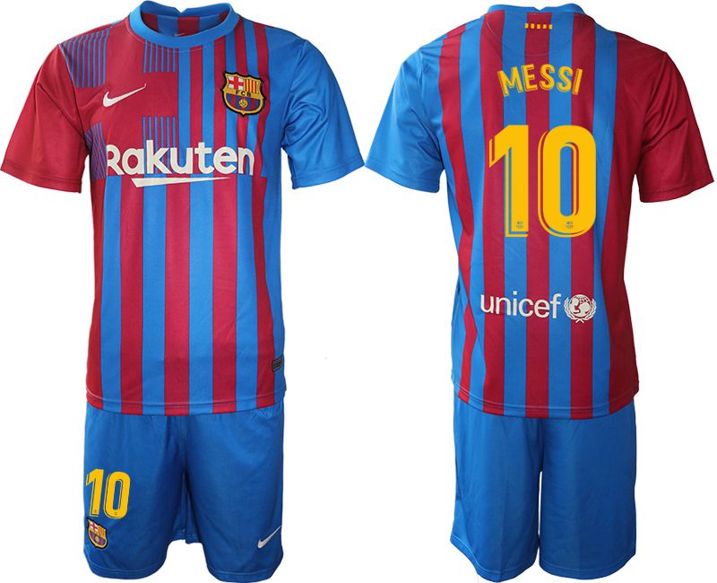 Men 2021-2022 Club Barcelona home blue 10 Nike Soccer Jerseys