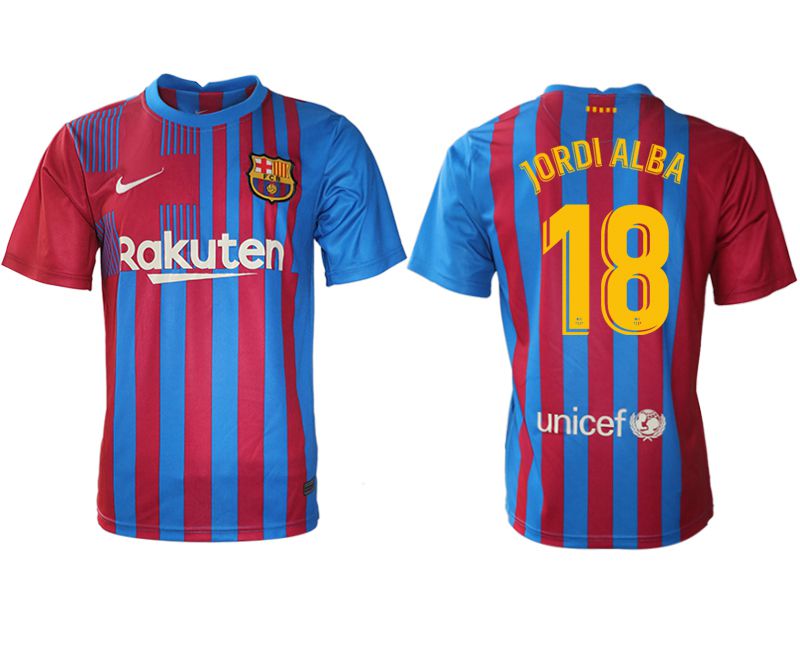 Men 2021-2022 Club Barcelona home aaa version red 18 Nike Soccer Jersey