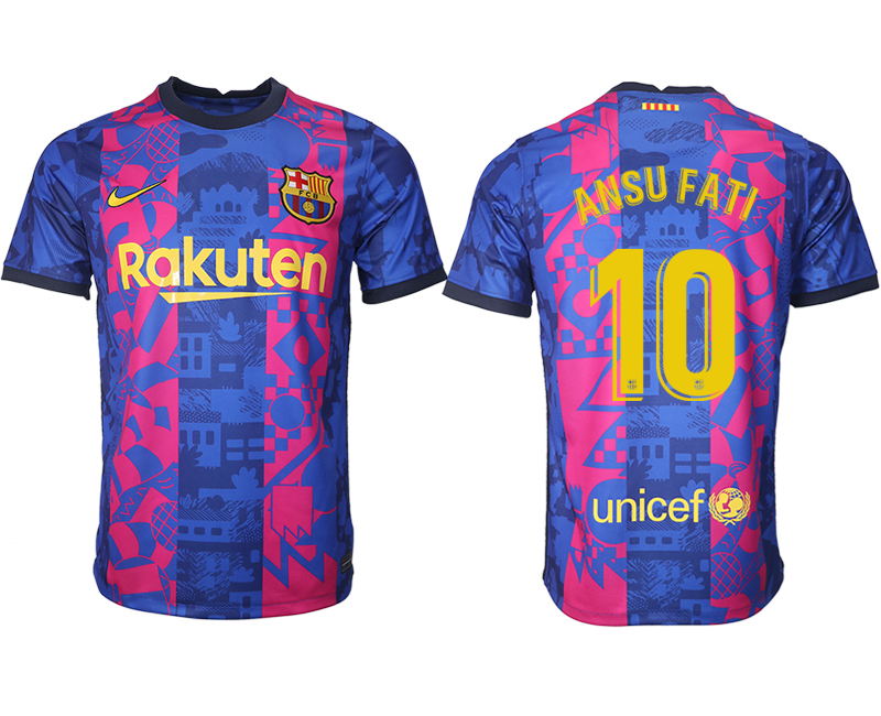Men's 2021-2022 Club Barcelona blue training suit aaa version 10 Soccer Jersey