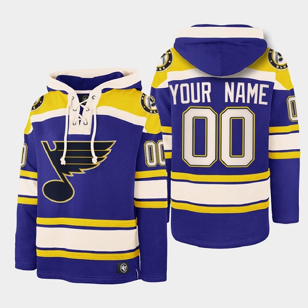 Men St. Louis Blues Active Player Custom Blue Ageless Must-Have Lace-Up Pullover Hoodie
