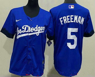 Youth Los Angeles Dodgers #5 Freddie Freeman Blue City Cool Base Jersey